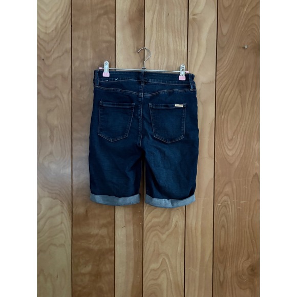 White House Black Market The Bermuda 9" Mid Rise Denim Shorts Dark Wash Sz 0 - Picture 2 of 6